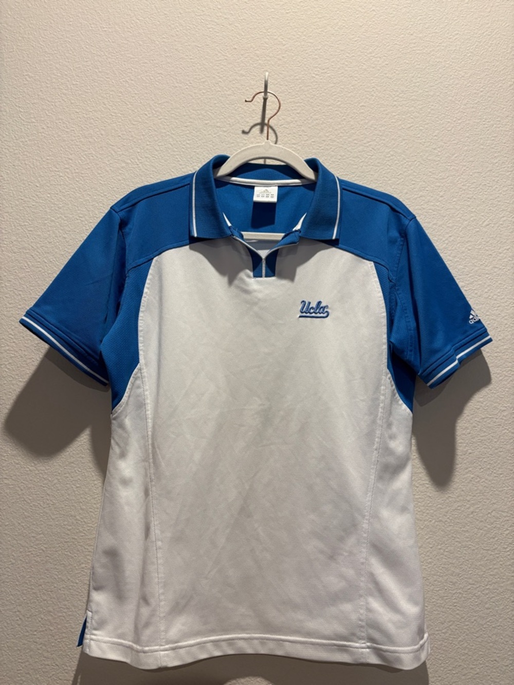 adidas UCLA White and Blue Short Sleeve Polo